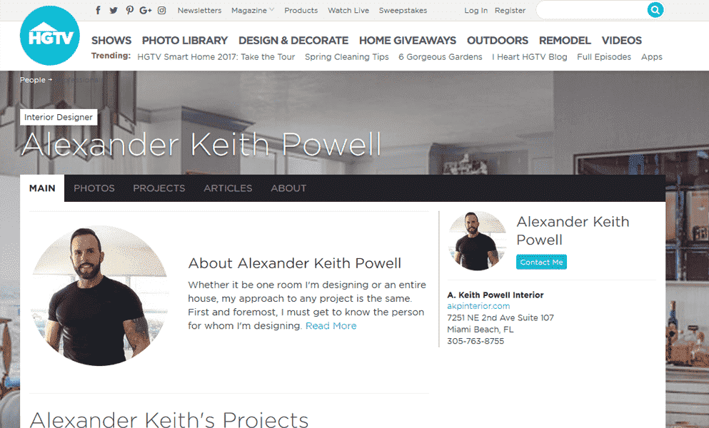 Alexander Keith Powell at HGTV